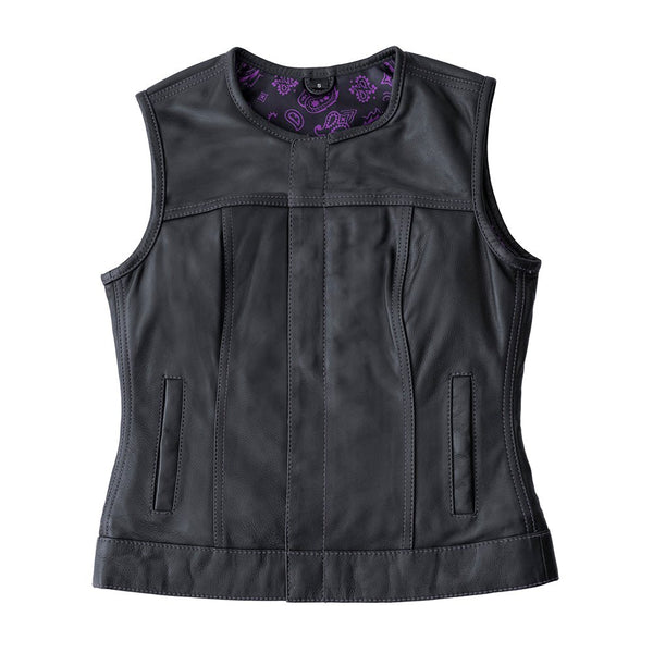 Royal Women's Club Style Motorcycle Leather Vest - Limited Edition Factory Customs Vests S
