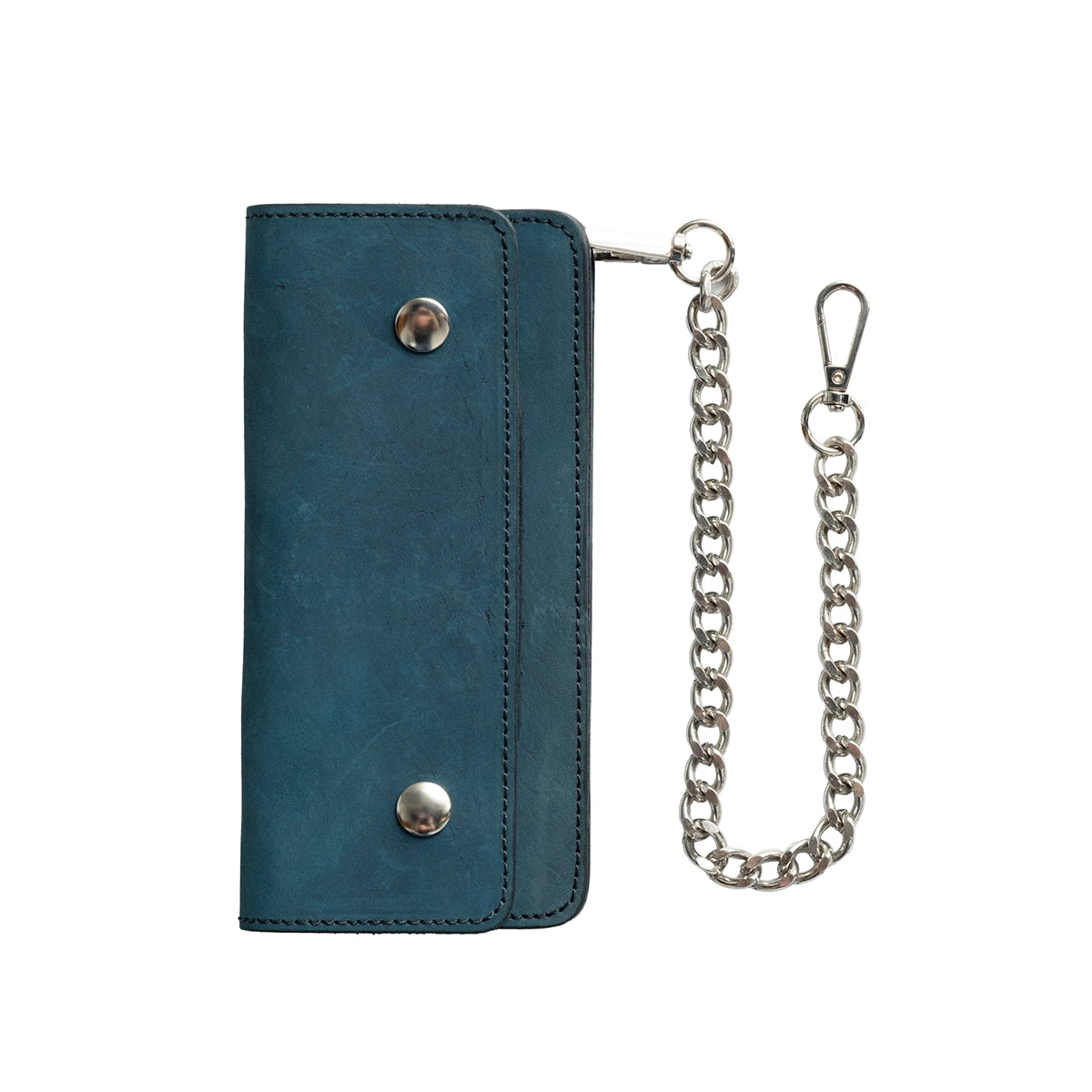 LARGE TRUCKER - Vegetable Tanned Leather Wallet Leather Wallet First Manufacturing Company ROYAL BLUE Chrome
