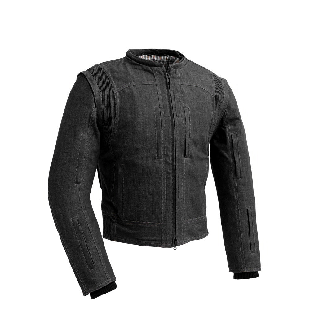 Mens denim moto jacket best sale