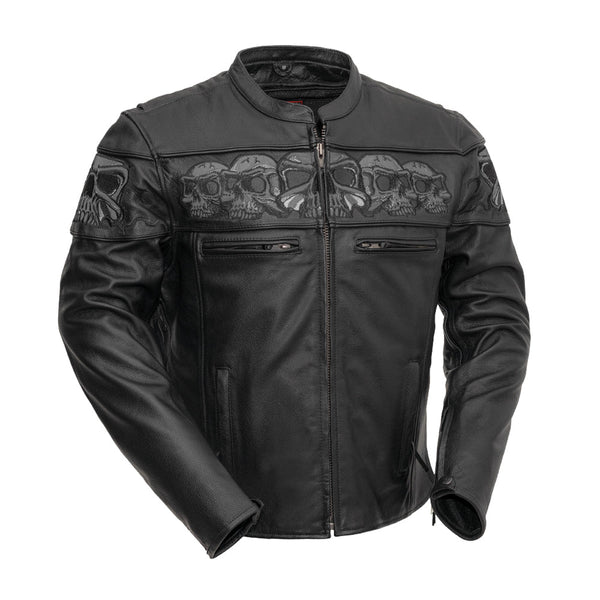 Savage Skulls Men's Motorcycle Leather Jacket Men's Leather Jacket Jackets Black S