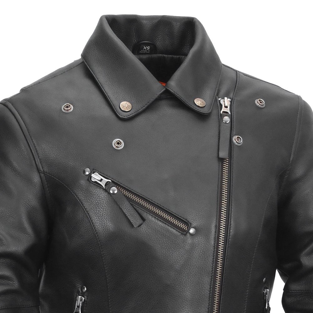 Scarlett Star - Womens Motorcycle Leather Jacket - First MFG