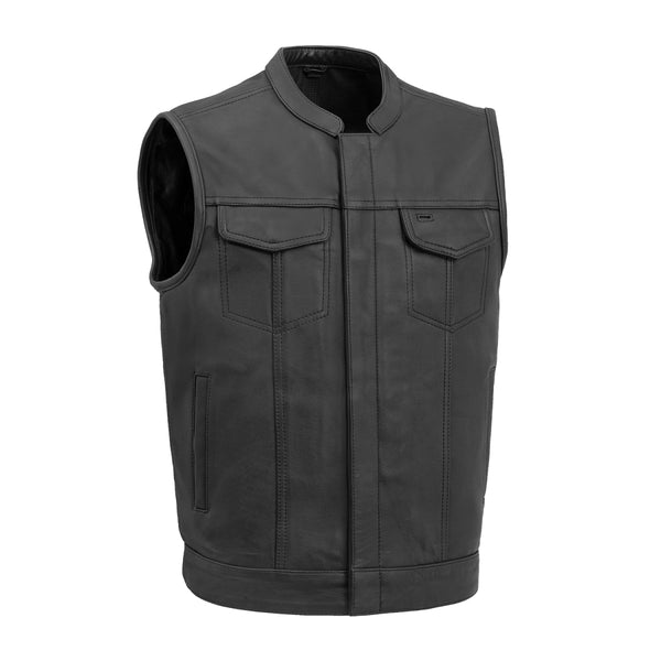 Utility Vest Men Premium Men's Black Leather Utility Vest