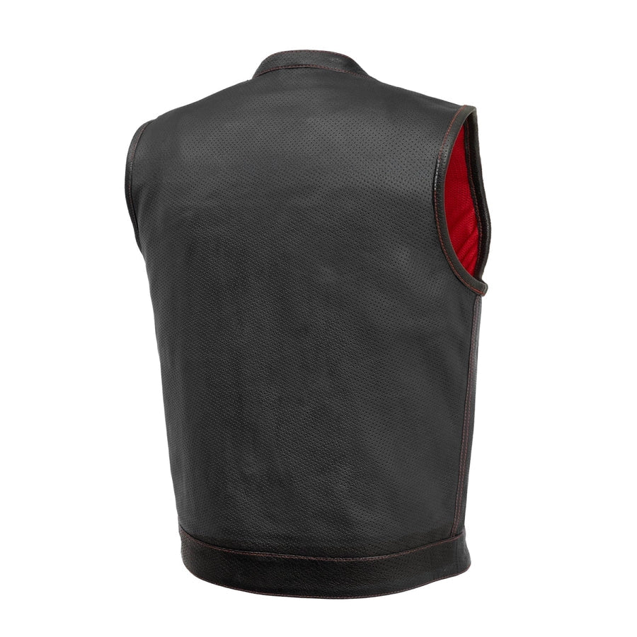 Sharp Shooter Perforated Men's Motorcycle Leather Vest - First MFG Co