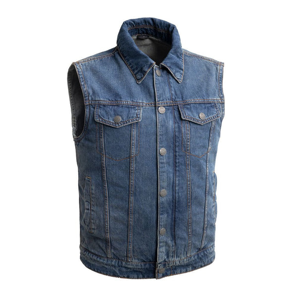 Showdown Motorcycle Lightweight Denim Vest Men's Denim Vest Vests Blue S