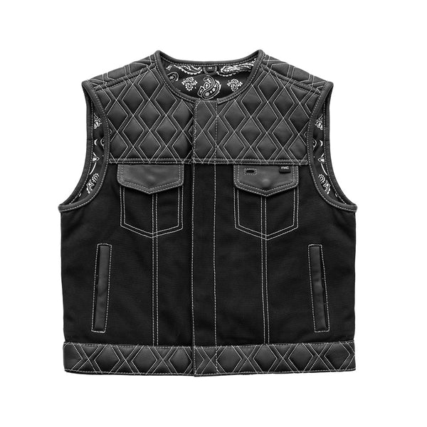 Stinger - Men's Club Style Leather/Canvas Vest (Limited Edition) Factory Customs Vests S