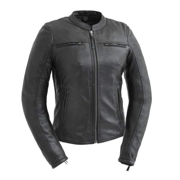Supastar - Womens Motorcycle Leather Jacket Women's Leather Jacket Jackets Black XS