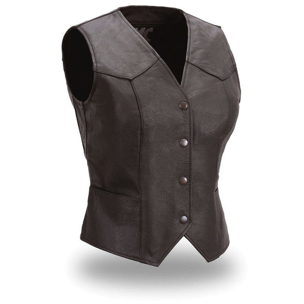 Sweet Sienna Women's Motorcycle Leather Vest Women's Leather Vest Vests Black XS