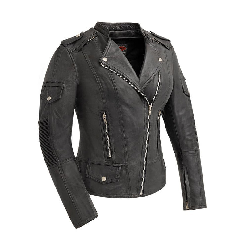 Tantrum Motorcycle Leather Jacket Women's Leather Jacket First Manufacturing Company S Black 