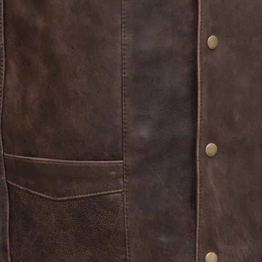 Texan Men's Motorcycle Western Style Leather Vest - Brown Men's Western Vest Vests