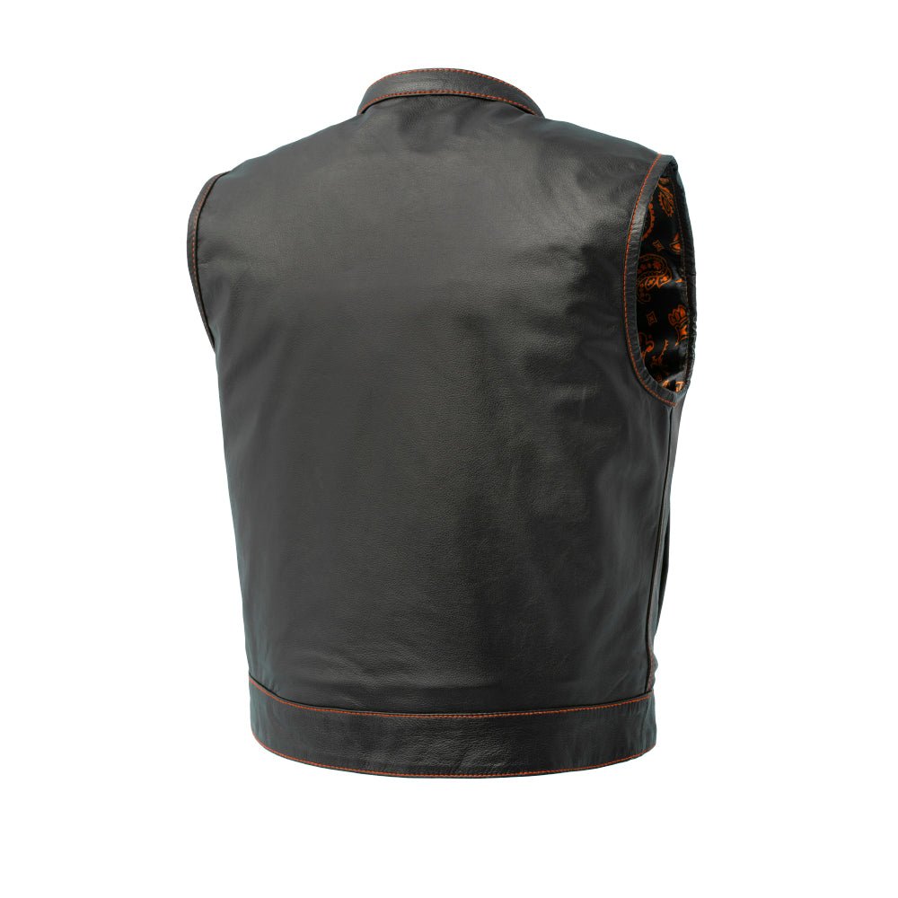 The Club Cut Men's Motorcycle Leather Vest, Multiple Color Options Men's Leather Vest First Manufacturing Company