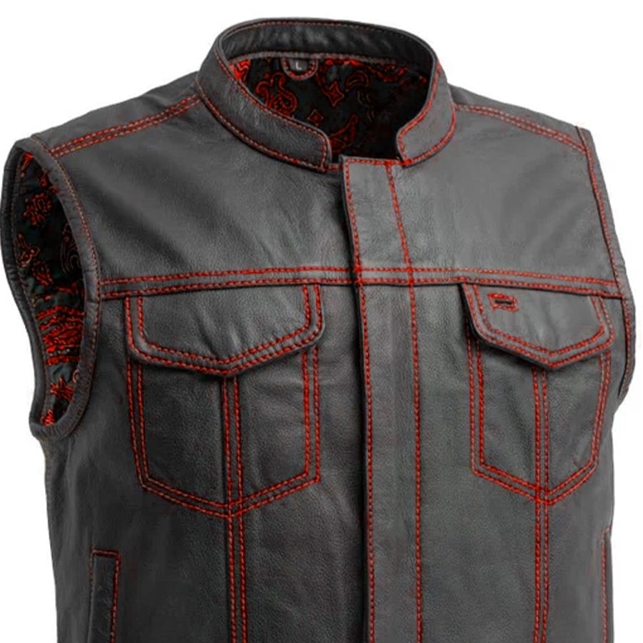 The Club Cut Men's Motorcycle Leather Vest, Multiple Color Options