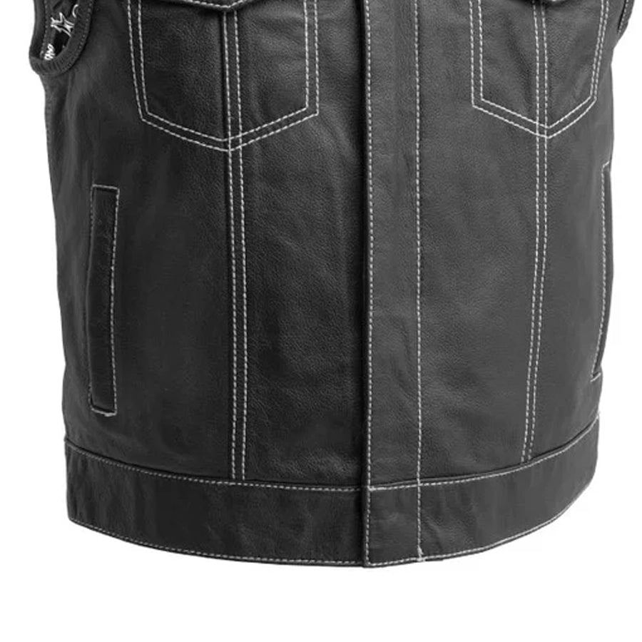 The Club Cut Men's Leather Motorcycle Vest - Multiple Color Options 