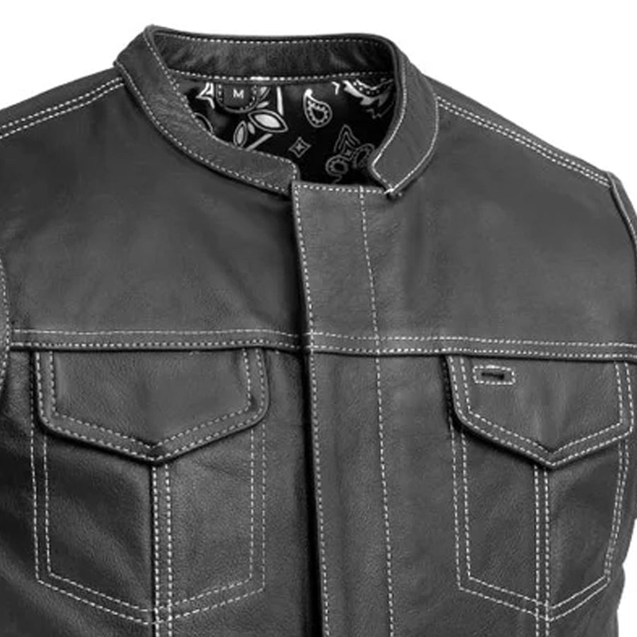 The Cut Men's Leather Motorcycle Vest - Multiple Color Options 