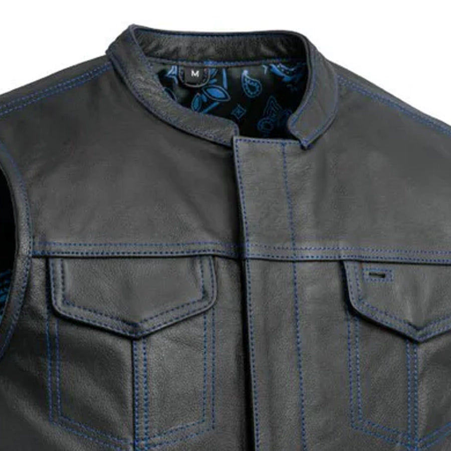 The Cut Men's Leather Motorcycle Vest - Multiple Color Options 