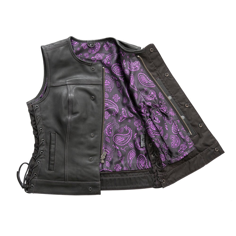 The Royal women's club-style leather vest - limited edition Factory Customs Vests
