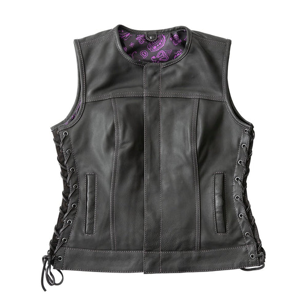 The Royal women's club-style leather vest - limited edition Factory Customs Vests S