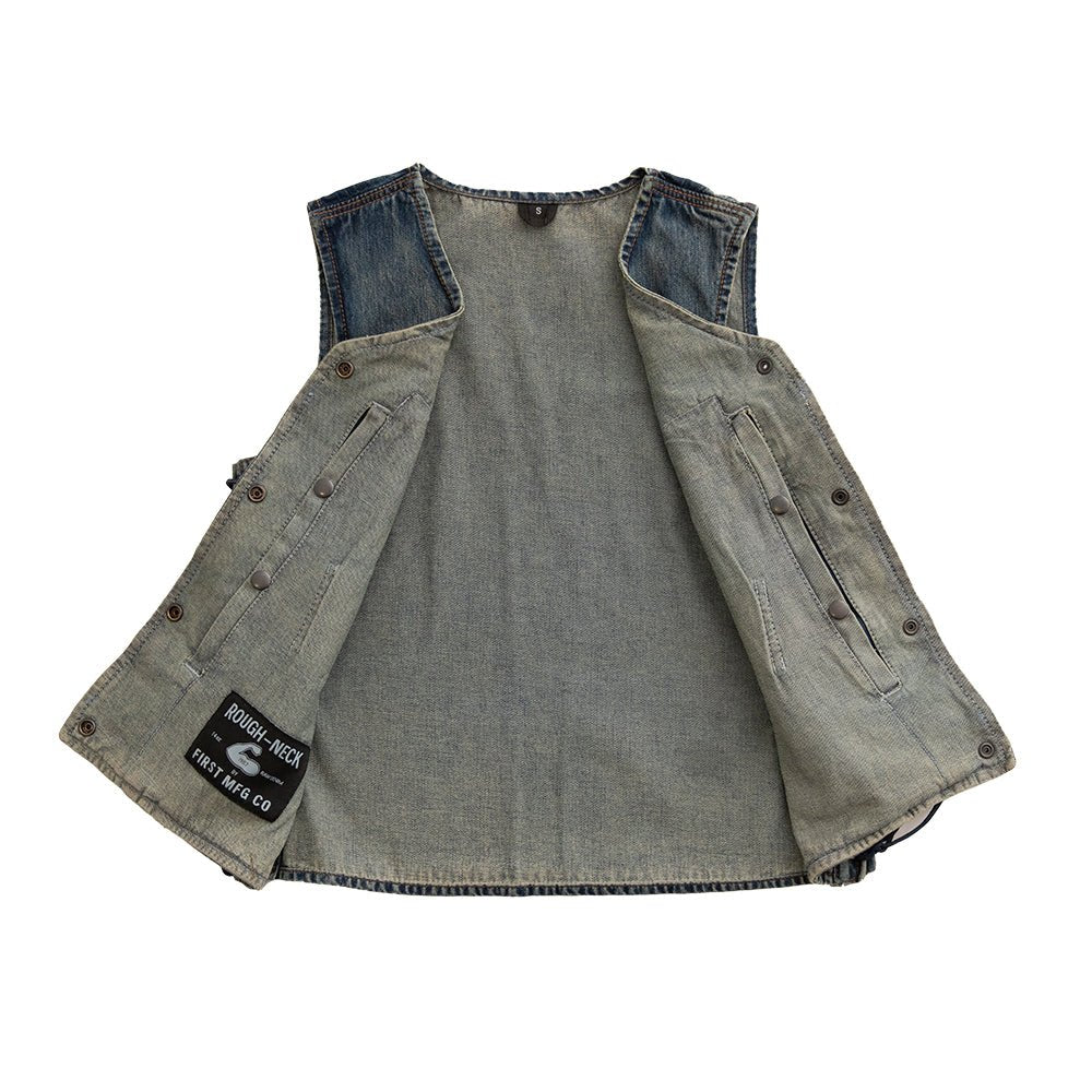 ＜timemachine＞CRASH DENIM VEST Havoc - Men's Motorcycle Denim Vest – First MFG Co