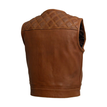 Mens Motorcycle Leather Waistcoat Hand Braided Biker Riding Custom