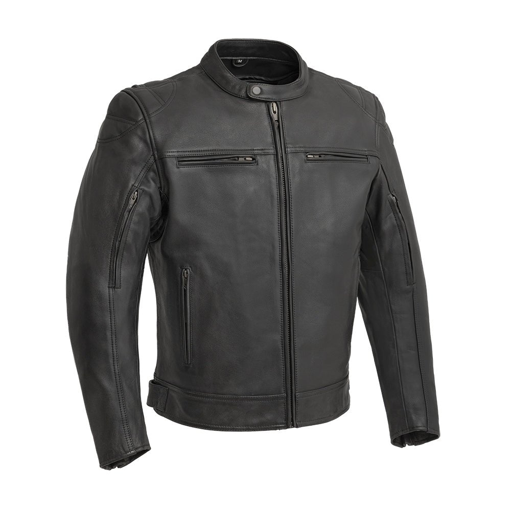 BIESSE Men's Leather Motorcycle Jacket - Vintage Style, CE Protections (XS-4XL) - Coffee Rac