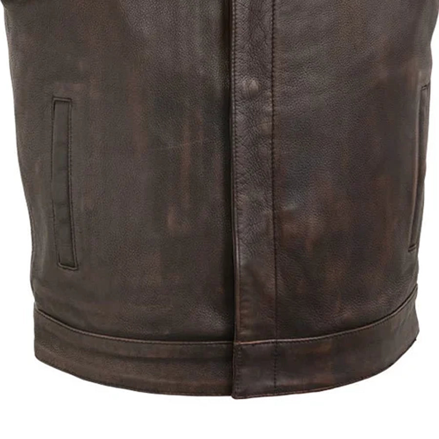 Top Rocker Men's Motorcycle Leather Vest - Copper Men's Leather Vest Vests