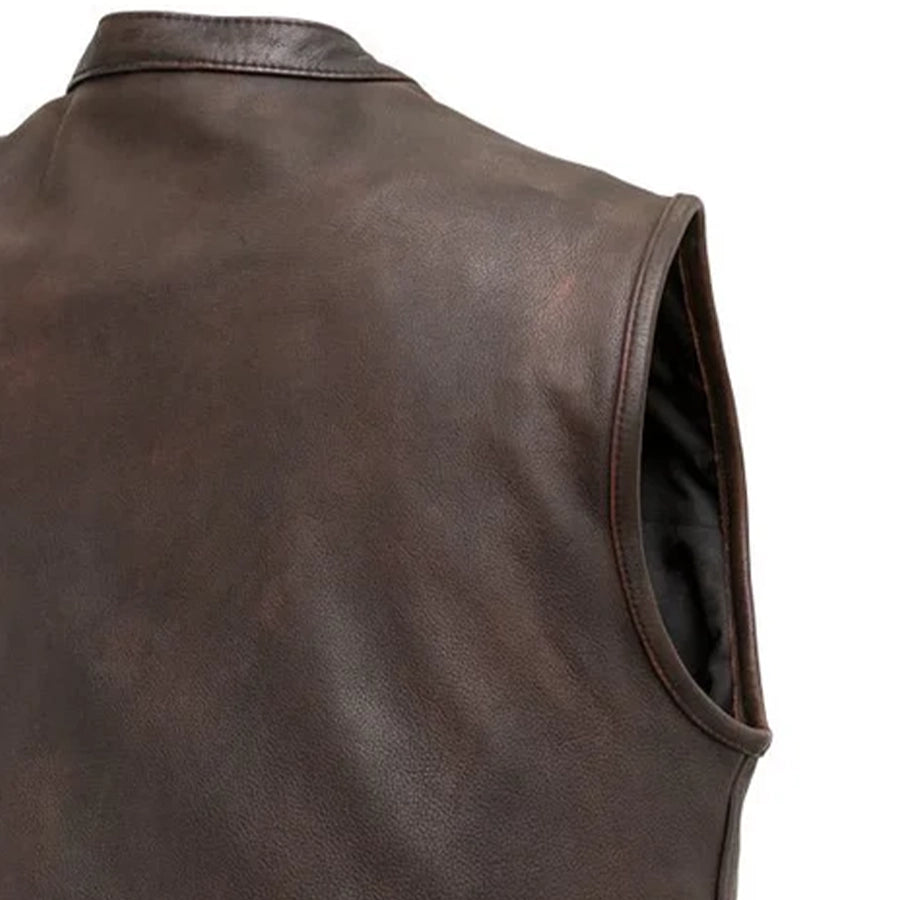 Top Rocker Men's Motorcycle Leather Vest - Copper Men's Leather Vest Vests