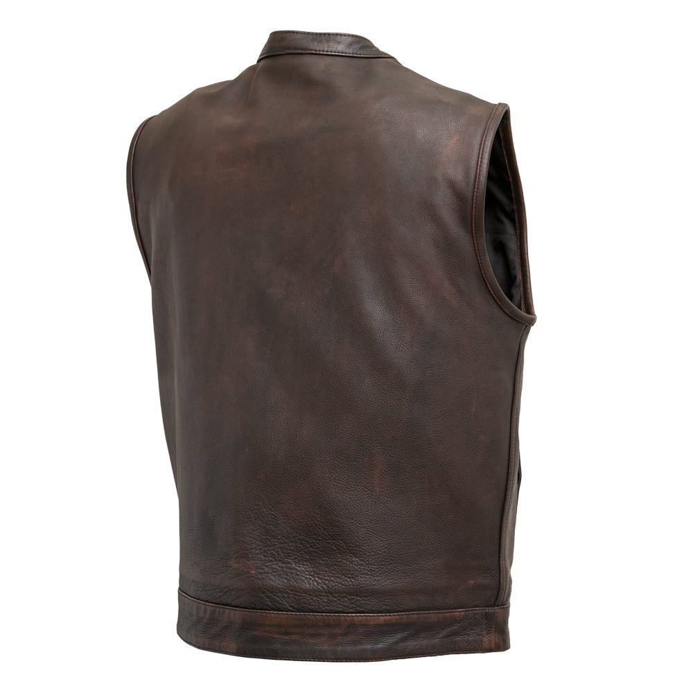 Top Rocker Men's Motorcycle Leather Vest Men's Leather Vest First Manufacturing Company   