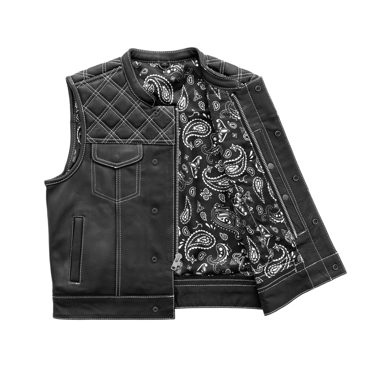 First Manufacturing Llc Upside Men's Club Style Leather Vest - First MFG Co