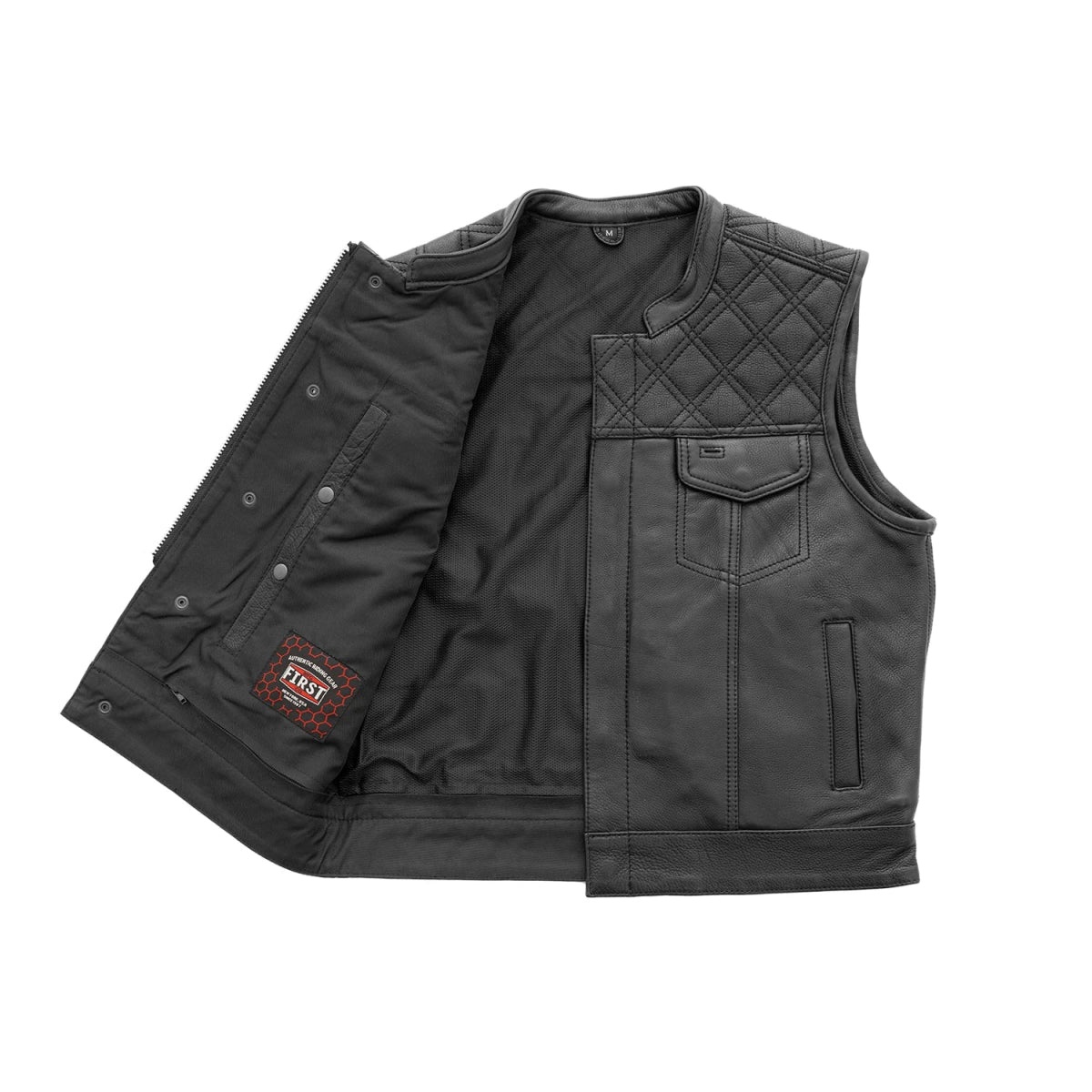 First Manufacturing Llc Upside Men's Club Style Leather Vest - First MFG Co