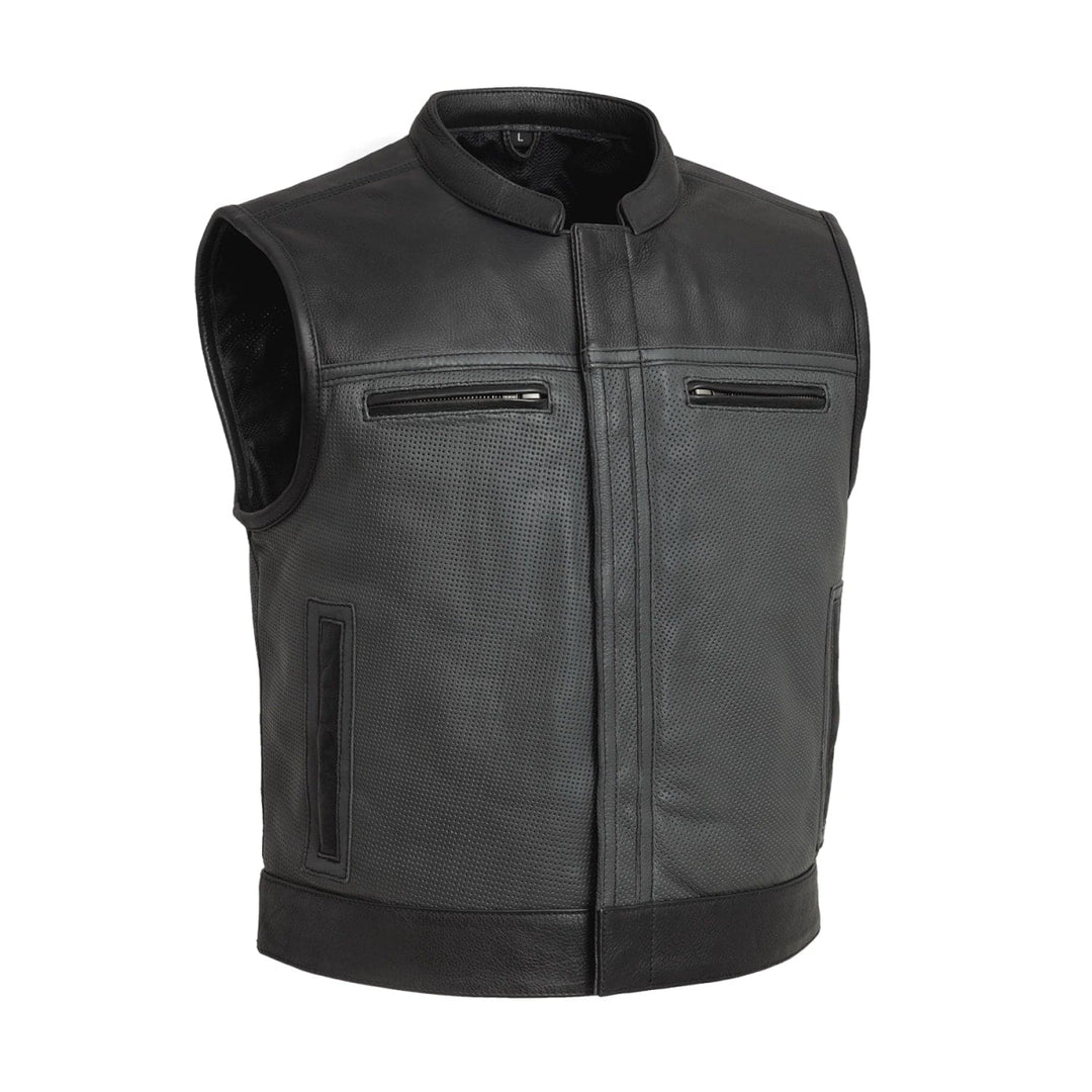 V-Twin Visionary Battleship Perforated Leather Vest