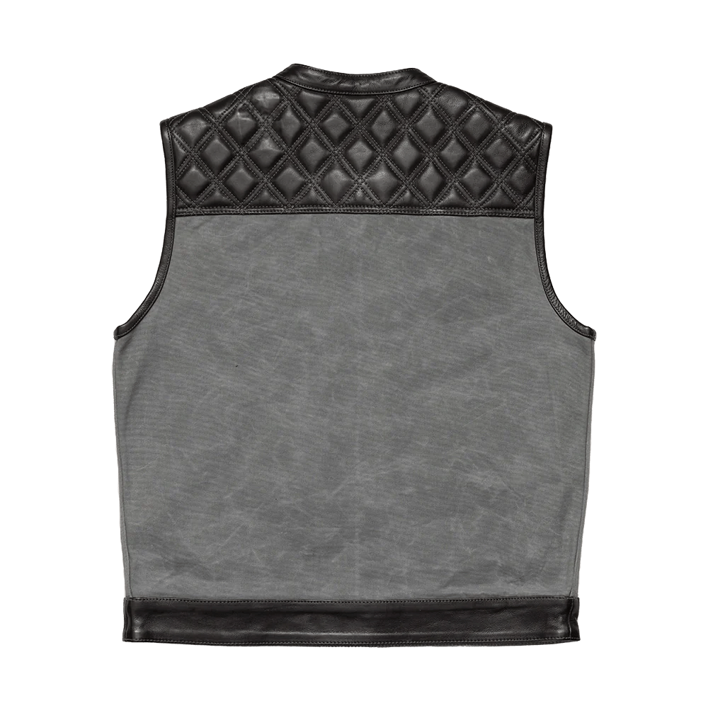 Waxed Hunt Club - Men's Motorcycle Vest (Limited Edition) Grey  First Manufacturing Company   