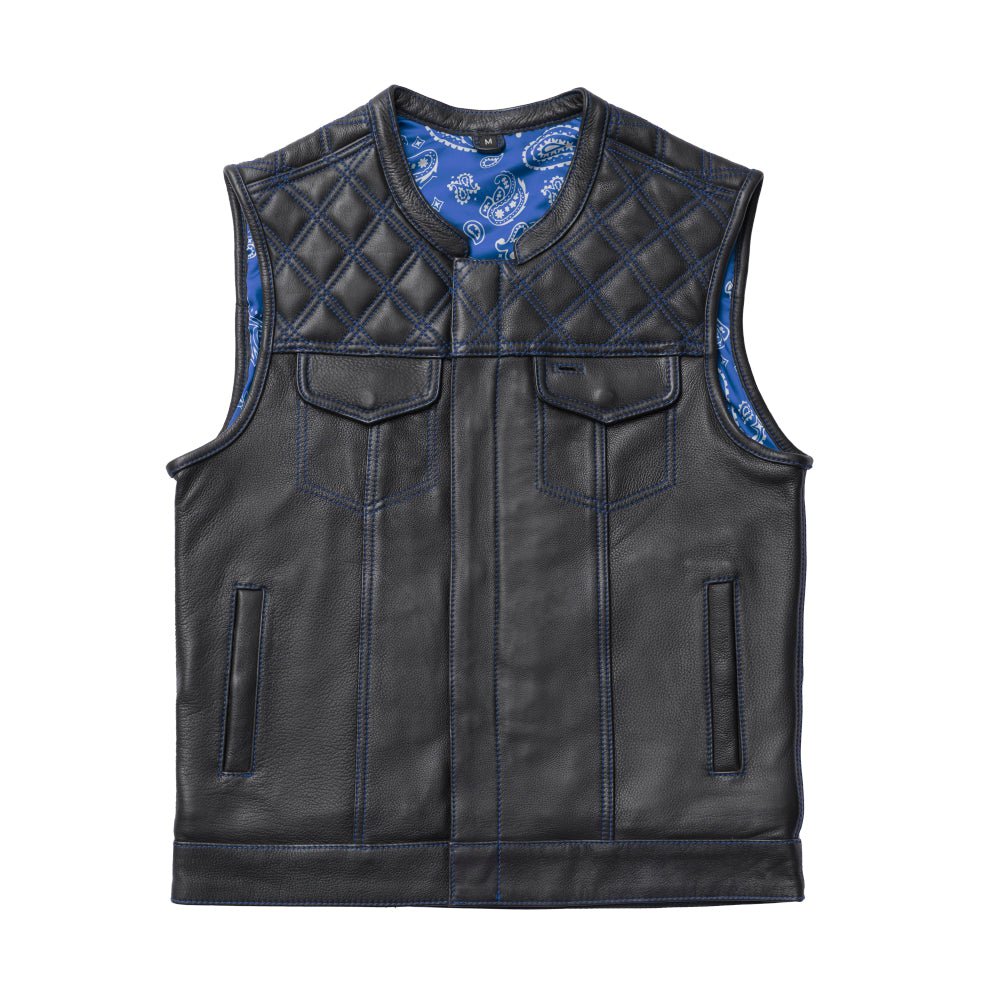Whaler Blue - Men's Club Style Leather Vest (Limited Edition) Factory Customs Vests S
