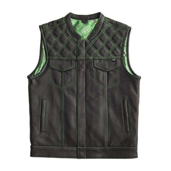 Whaler Green - Men's Club Style Leather Vest (Limited Edition) Factory Customs Vests S