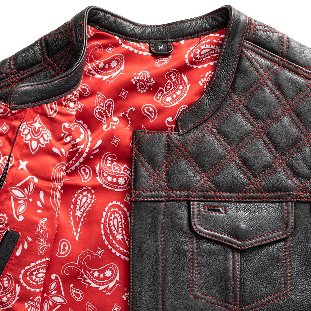 Whaler Red - Men's Club Style Leather Vest (Limited Edition) Factory Customs Vests