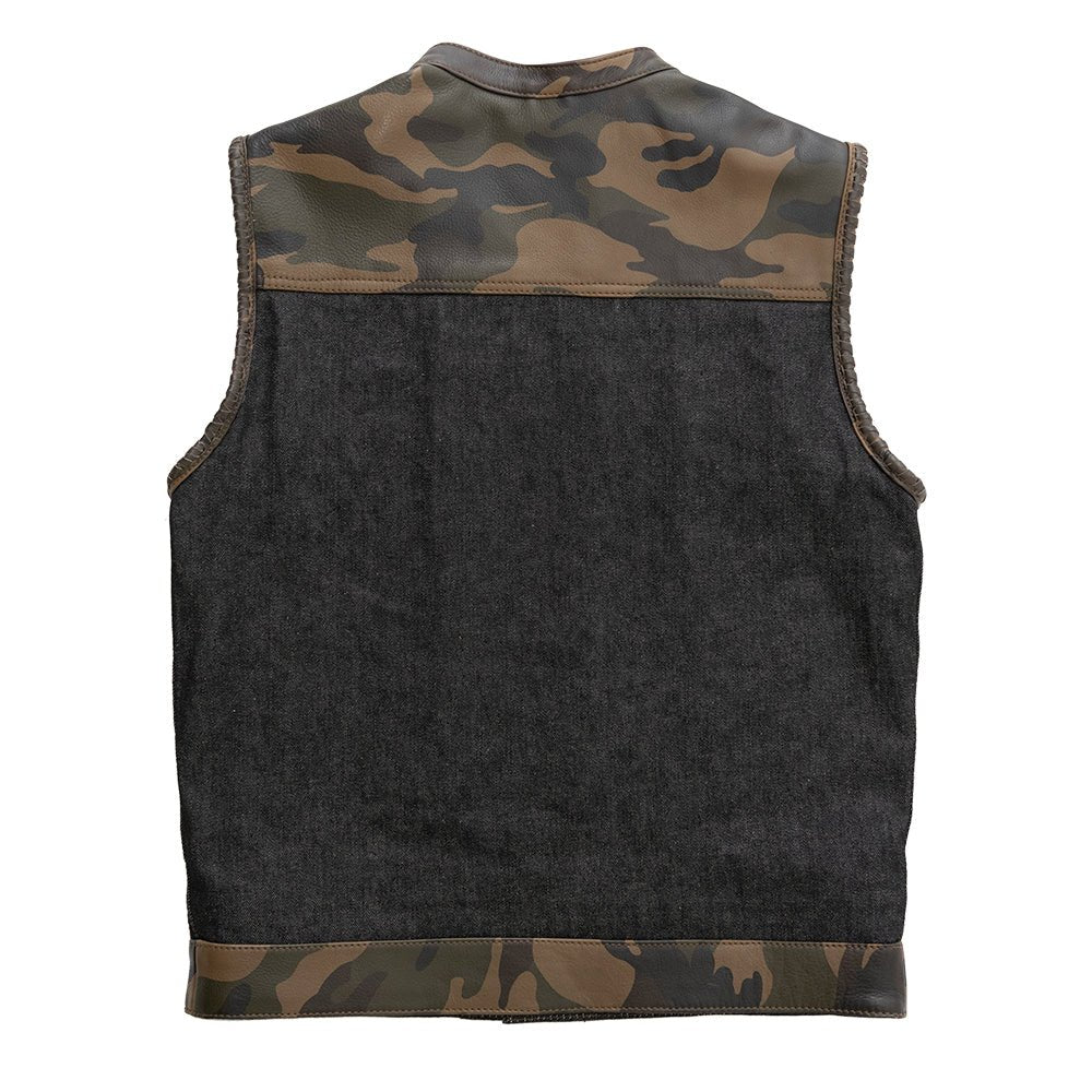 Woodsman - Men's Club Style Leather/Denim Vest (Limited Ed)