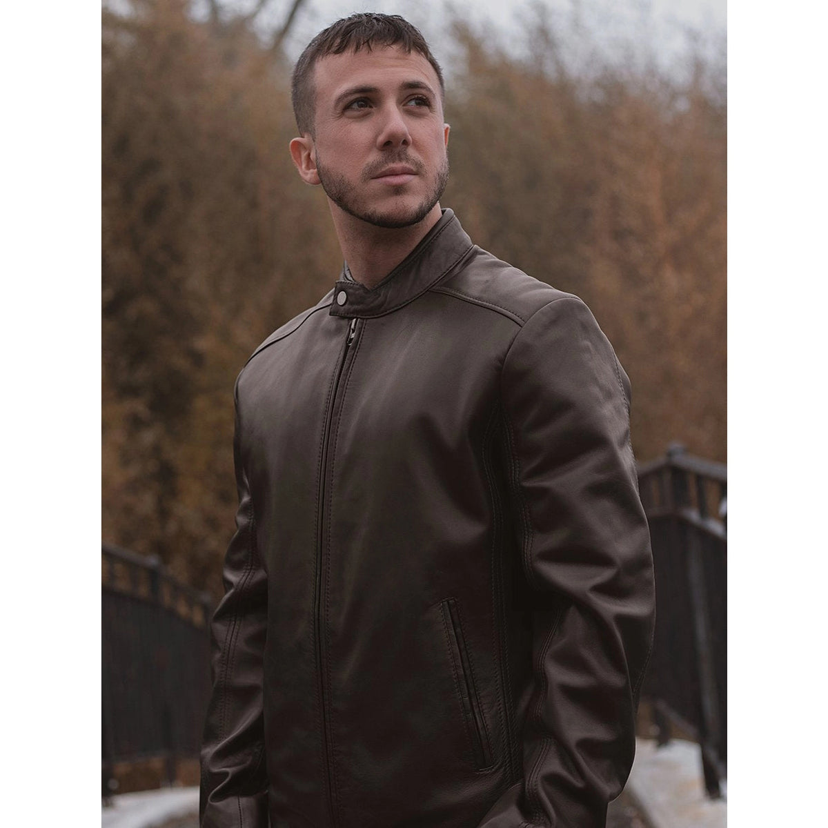 Blake Mens Fashion Leather Jacket Espresso Men's Fashion Jacket Whet Blu NYC   