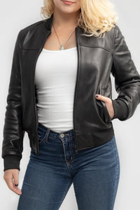 Dani Womens Fashion Leather Bomber Jacket Women's New Zealand Lambskin Leather Whet Blu NYC   