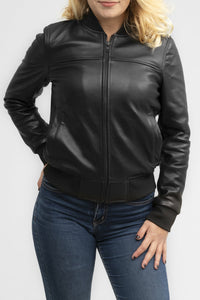 Dani Womens Fashion Leather Bomber Jacket Women's New Zealand Lambskin Leather Whet Blu NYC   