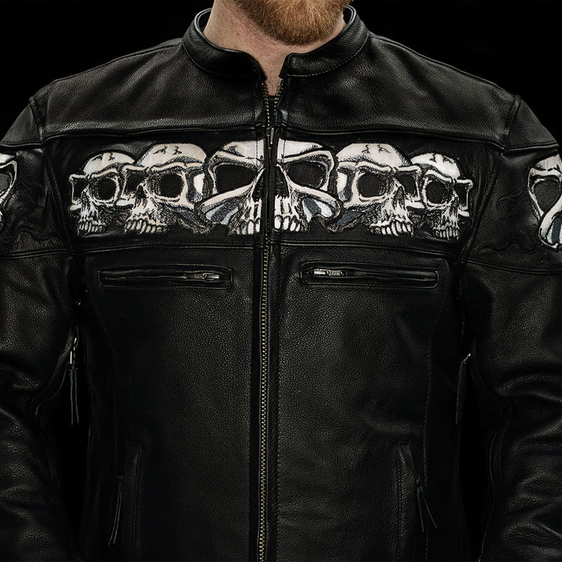 Savage Skulls Men's Motorcycle Leather Jacket Men's Leather Jacket First Manufacturing Company   