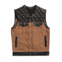 Hunt Club Motorcycle Leather Canvas Vest Men's Canvas Vests First Manufacturing Company S Canvas 