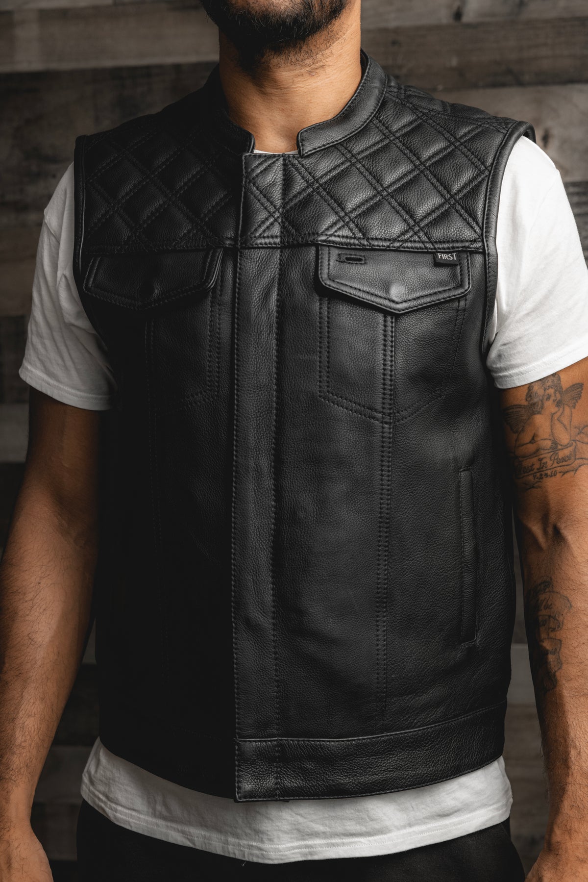 FMCo Men's Signature Leather Vest Men's Leather Vest First Manufacturing Company XS Black 