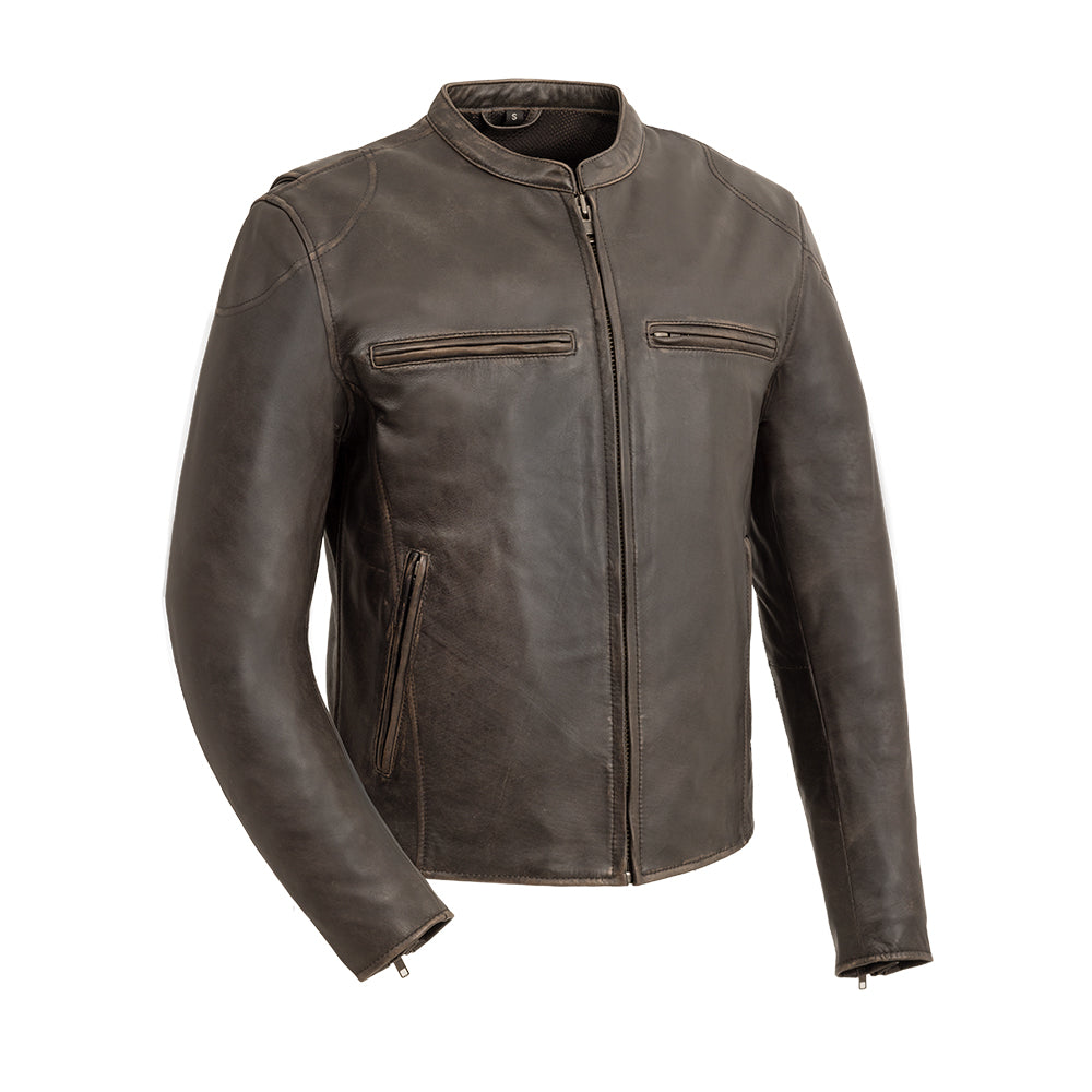 Indy Men's Motorcycle Leather Jacket Men's Leather Jacket First Manufacturing Company Brown S 