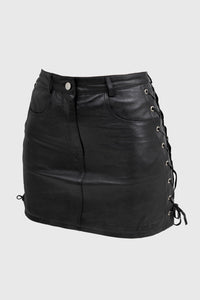 Lacey Fashion Leather Skirt  Whet Blu NYC 0 Black 