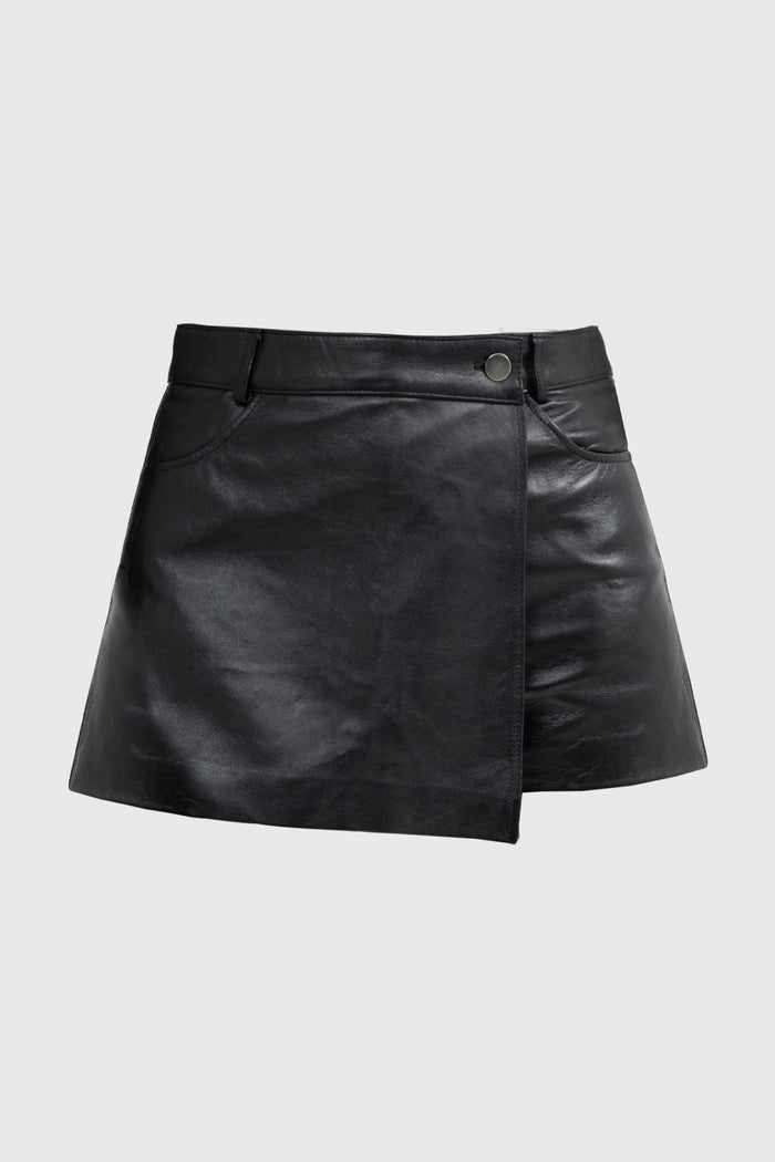 Jade Fashion Leather Skort  Whet Blu NYC 0 Black 