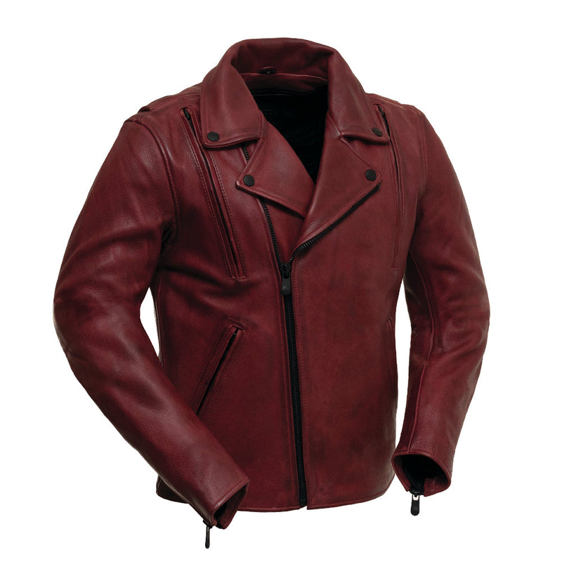 Night Rider Men's Motorcycle Leather Jacket Men's MC Jacket First Manufacturing Company Oxblood XS 
