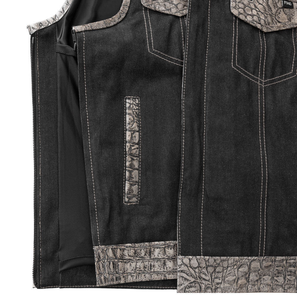 Placid - Men's Leather/Denim Motorcycle Vest - Limited Edition