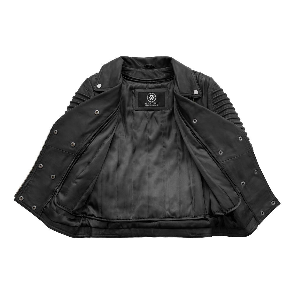 Queens Womens Fashion Leather Jacket Black