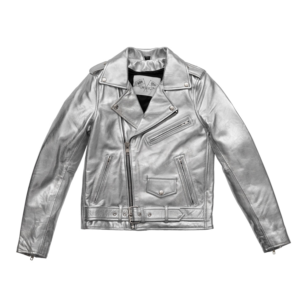 Deirdre - Women's BHBR Leather Motorcycle Jacket Women's Leather Jacket BH&BR COLLAB XS Silver 