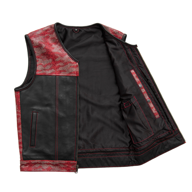 Red Racer - Men's Euro Style Leather Motorcycle Vest - Limited Edition
