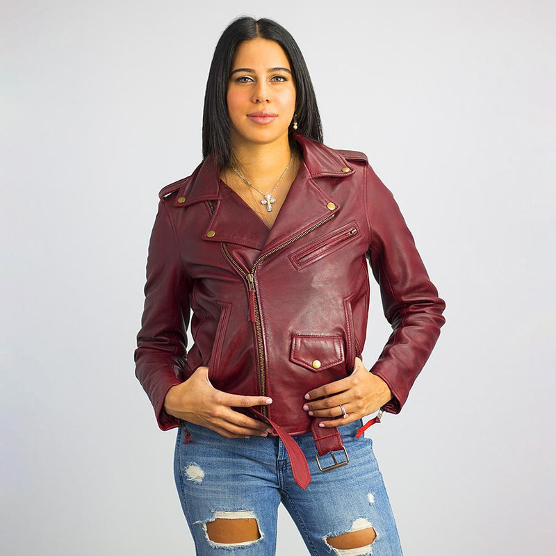 Rockstar - Womens Leather Jacket Women's Fashion Moto Leather Jacket Whet Blu NYC   