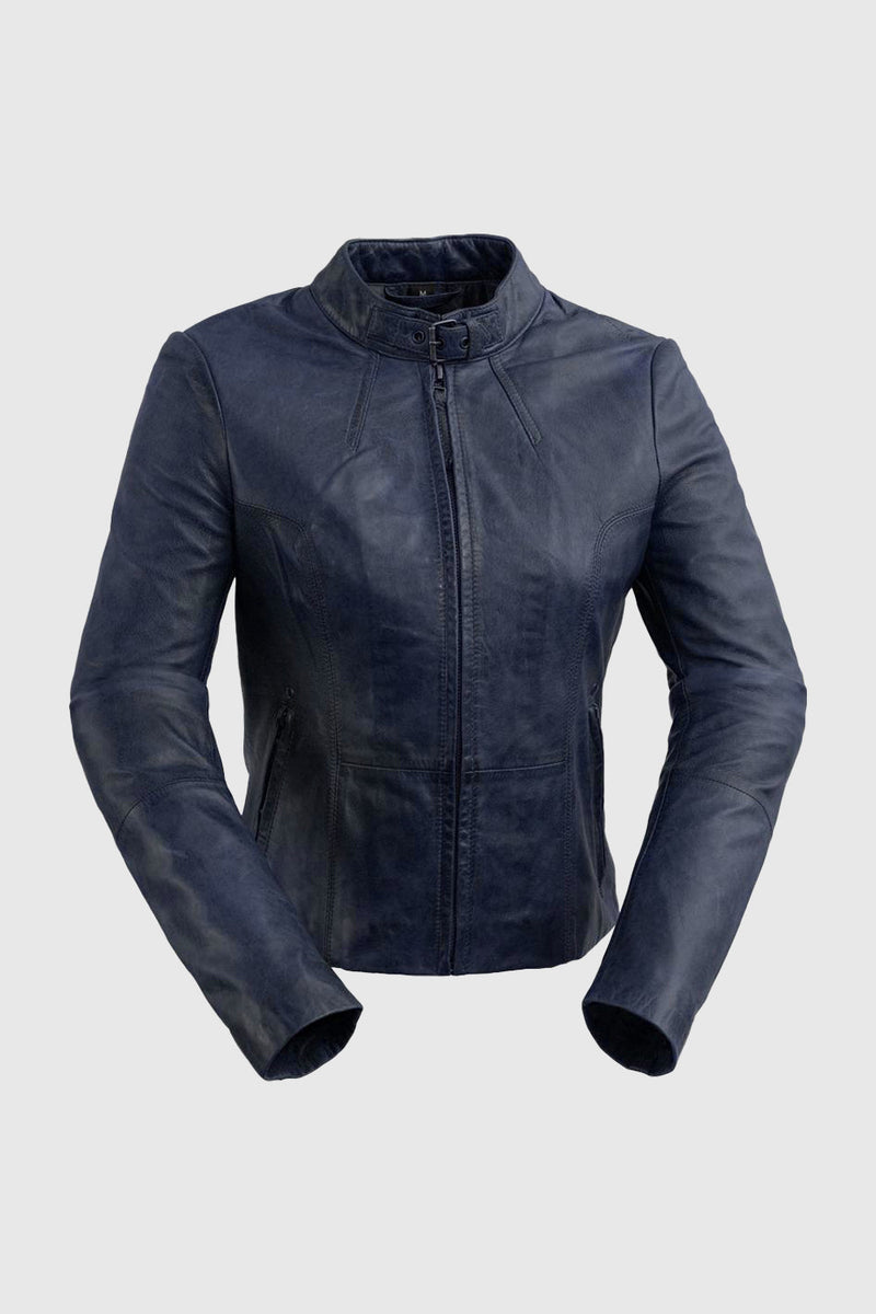 Rexie Womens Fashion Leather Jacket Women's Leather Jacket Whet Blu NYC XS NAVY BLUE 